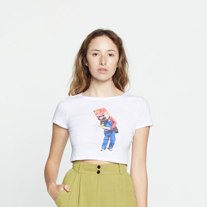 Sad Mario Organic Crop Tee - Image 2