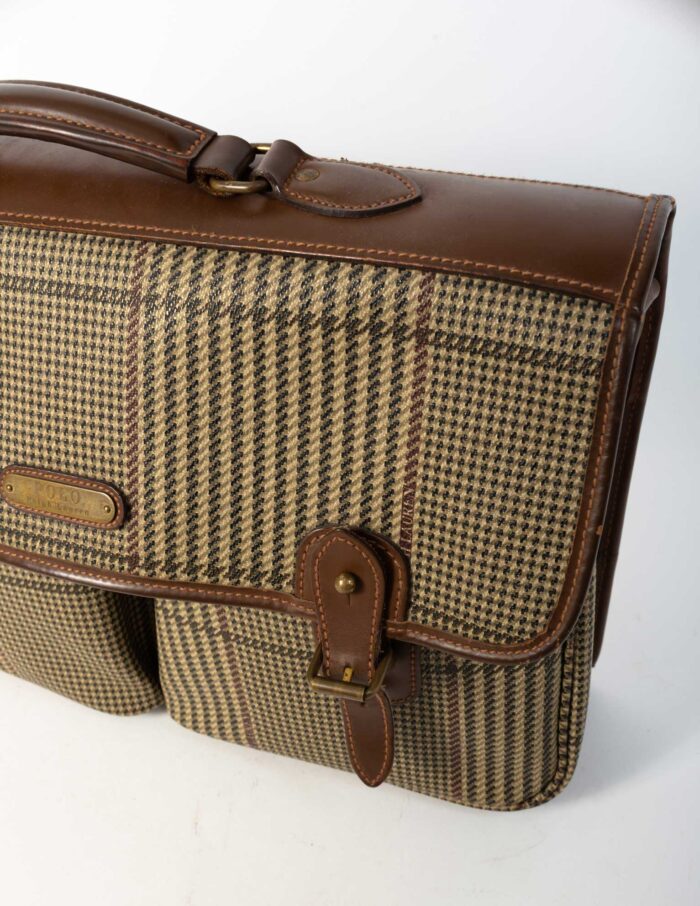 90's Polo Ralph Lauren Houndstooth Plaid Messenger Attache Briefcase - Image 4