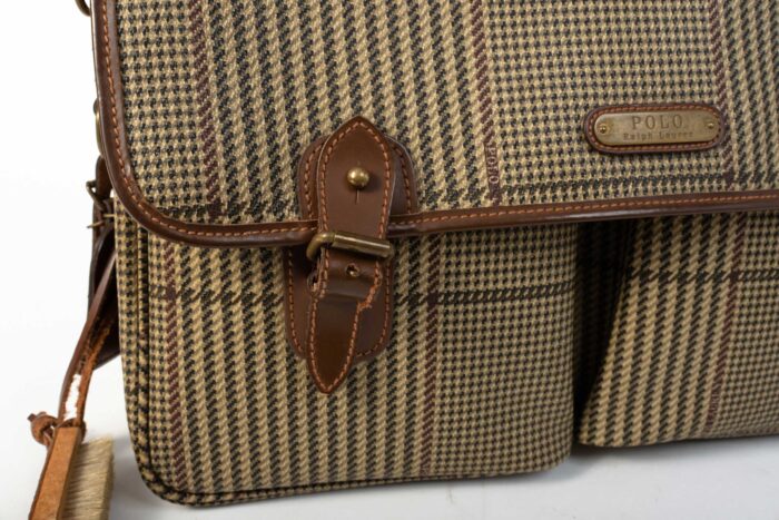 90's Polo Ralph Lauren Houndstooth Plaid Messenger Attache Briefcase - Image 10