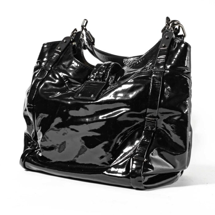 2000s Celine Black Patent Hobo Bag - Image 11