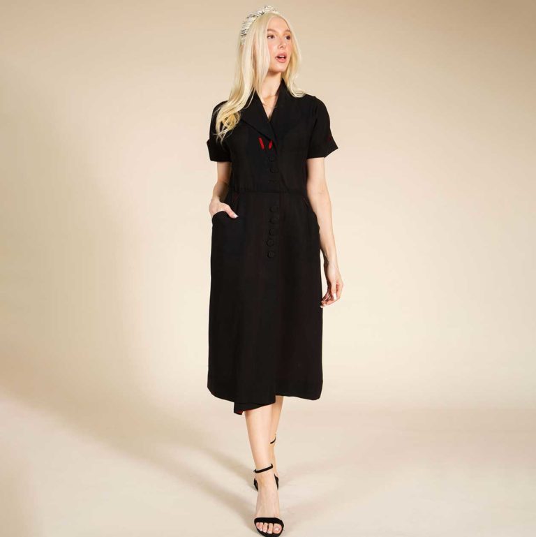 1940s Boston Maids Black Crepe Uniform Size 2