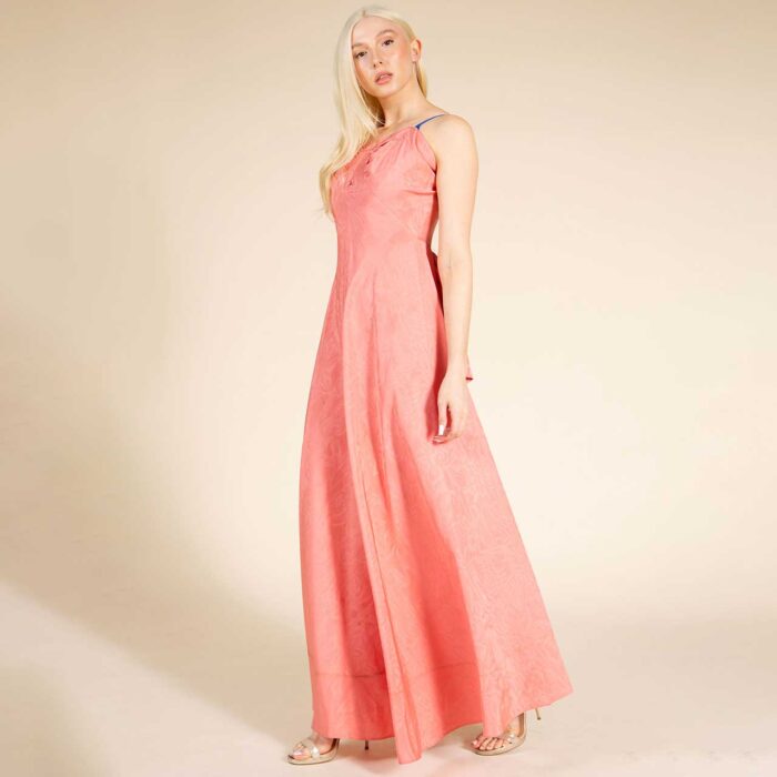 1940s / Early 1950s Pink Tafetta Gown with Bustle Size 0/2 - Image 4