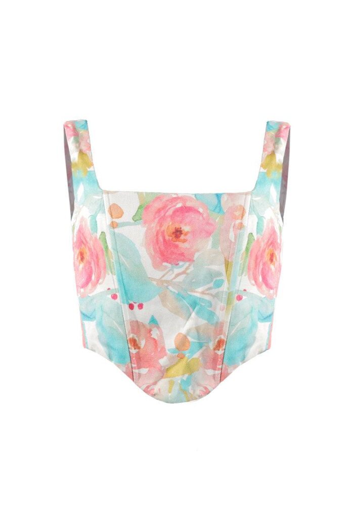 Mizz Floral Print Denim Basque