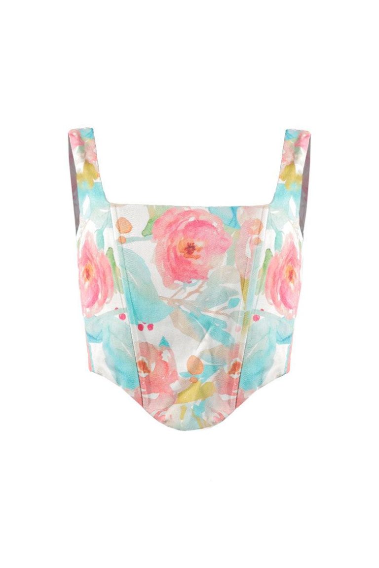 Elsie & Fred Mizz Floral Denim Corset Top