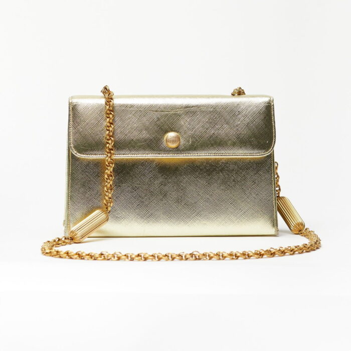 1960s Morlé Gold Lamé Bag w/ Art Deco Chain