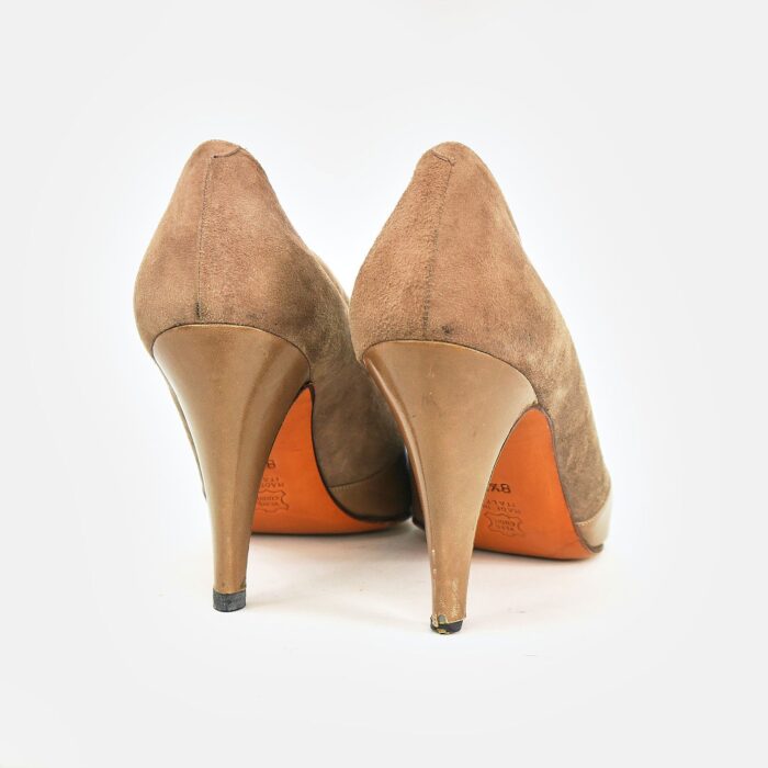 1980's Halston Contrast Suede Corseted Heels Pumps - Image 3