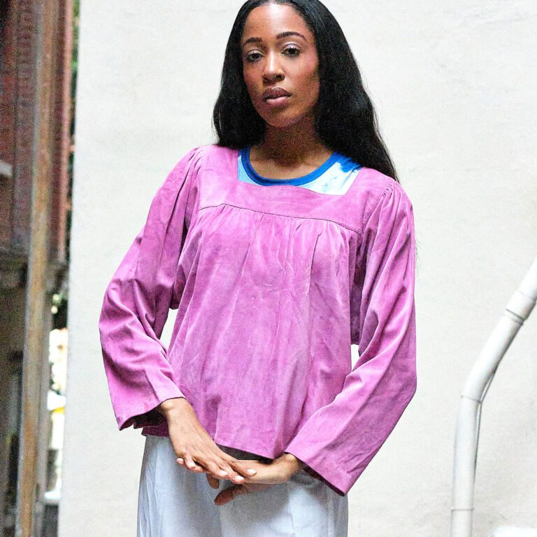 70s/80s Mario Valentino for I. Magnin Suede Pink Boho Blouse