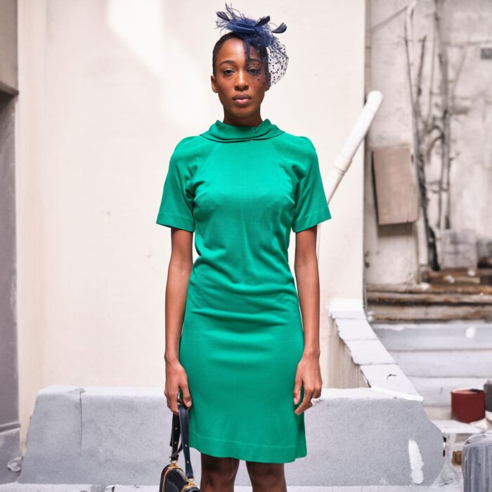 Late 50s/Early 60s Green Knit Shift Dress