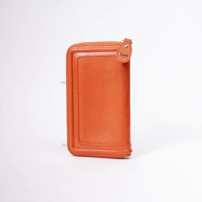 CHLOÉ Paradis Orange Pebble Grain Leather Zip-Around Clutch Wallet - Image 5