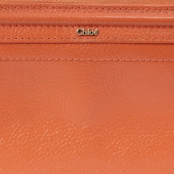 CHLOÉ Paradis Orange Pebble Grain Leather Zip-Around Clutch Wallet - Image 2