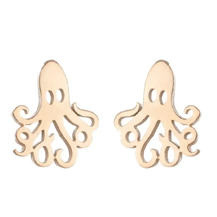 Ocean Embrace Stainless Steel Octopus Huggie Earrings - Image 5