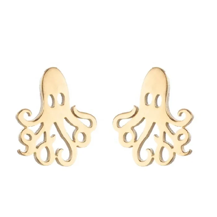 Ocean Embrace Stainless Steel Octopus Huggie Earrings - Image 4