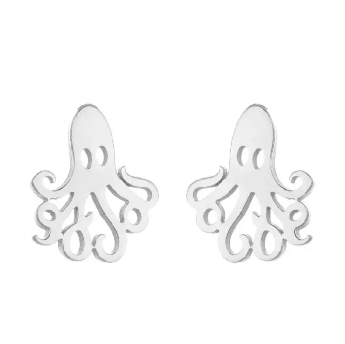 Ocean Embrace Stainless Steel Octopus Huggie Earrings - Image 6