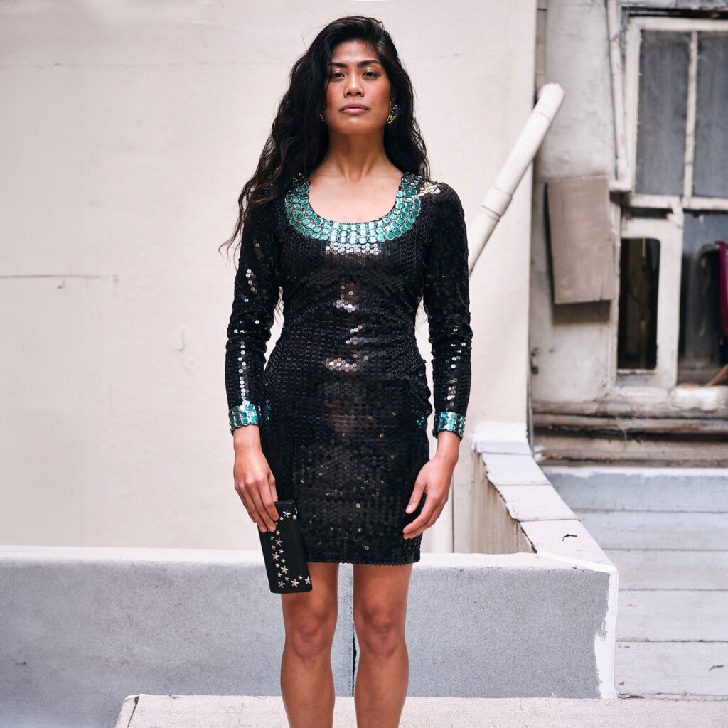 Early 1990s Nite Line sequinned/beaded mini-shift dress