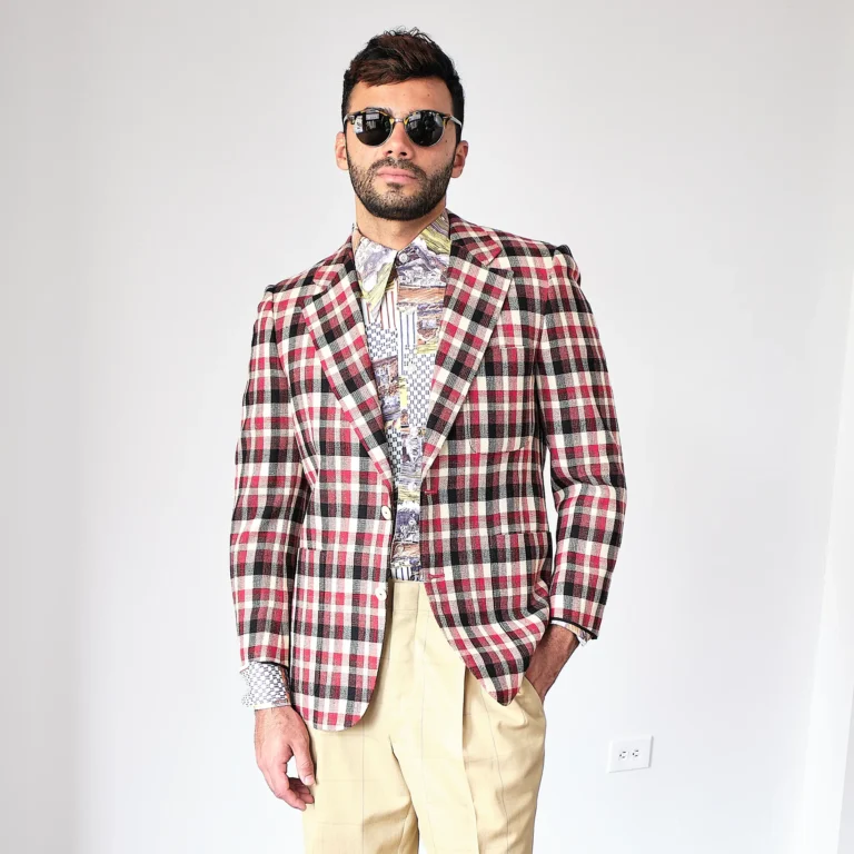 1970s Jack Taylor Beverly Hills Bespoke Wool Plaid Blazer