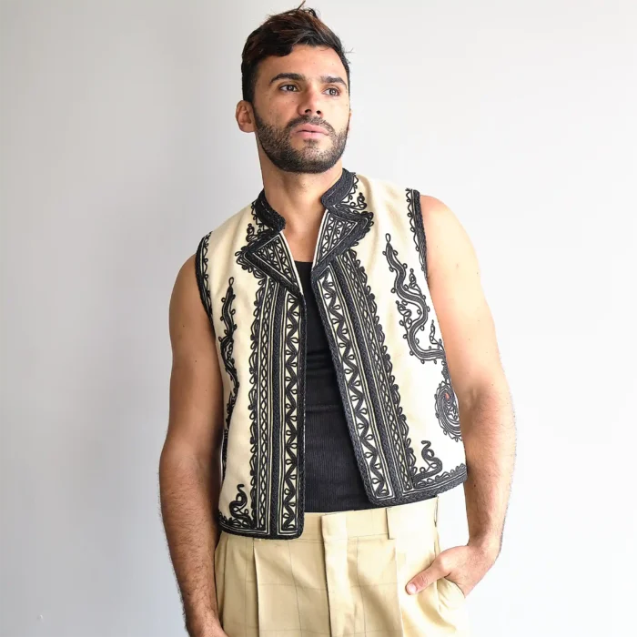 1960s Wool Uzbek/Afghan Embroidered Vest/Waistcoat