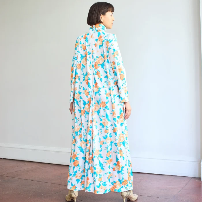 1960s/70s Butterfield 8 Turtleneck Floral Caftan Dress Deadstock - Image 3