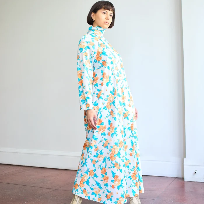 1960s/70s Butterfield 8 Turtleneck Floral Caftan Dress Deadstock - Image 2