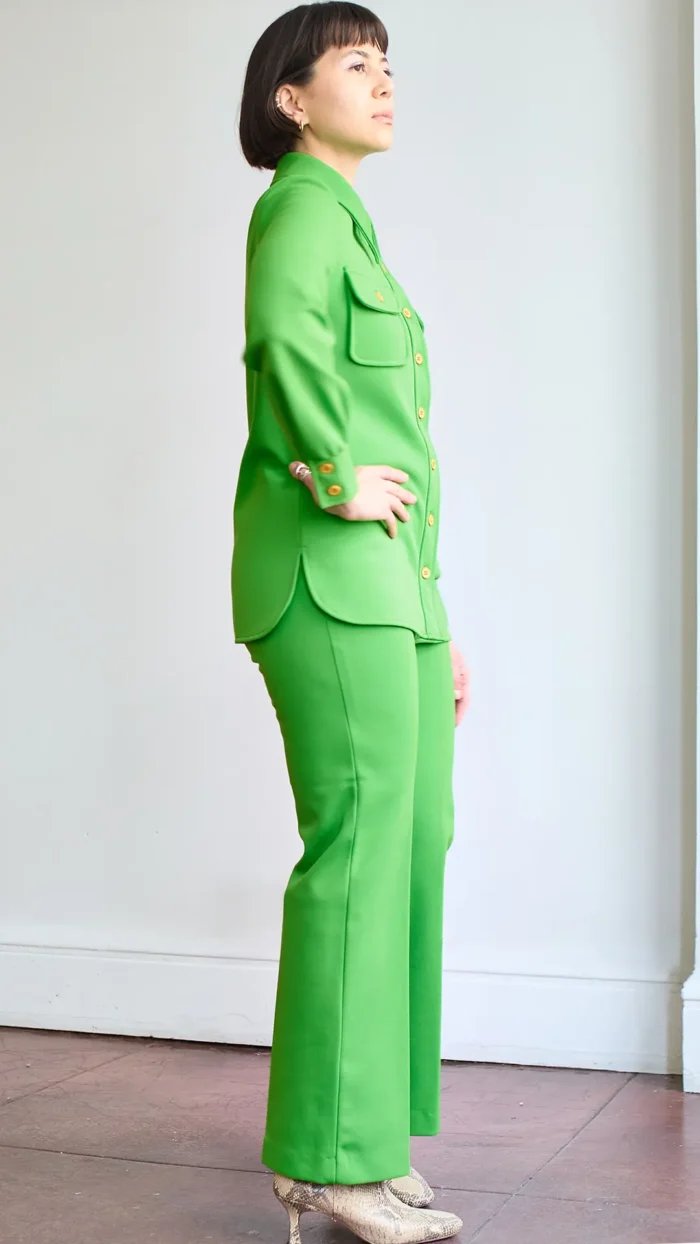 60s/70s Center Stage Lime Green 2 Piece Leisure Suit - Image 4