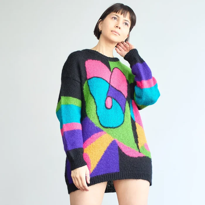 80s/90s M.J. Carroll Abstract Mohair Sweater Tunic/Dress - Image 8