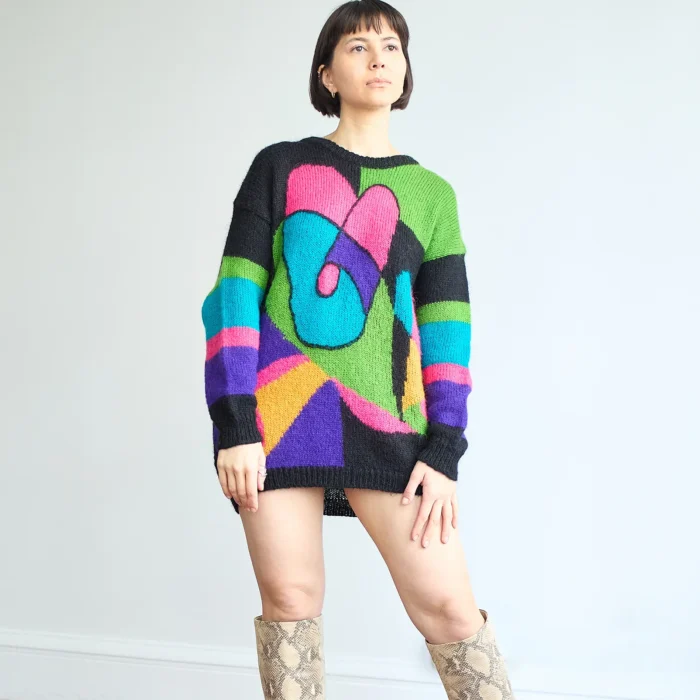 80s/90s M.J. Carroll Abstract Mohair Sweater Tunic/Dress - Image 6