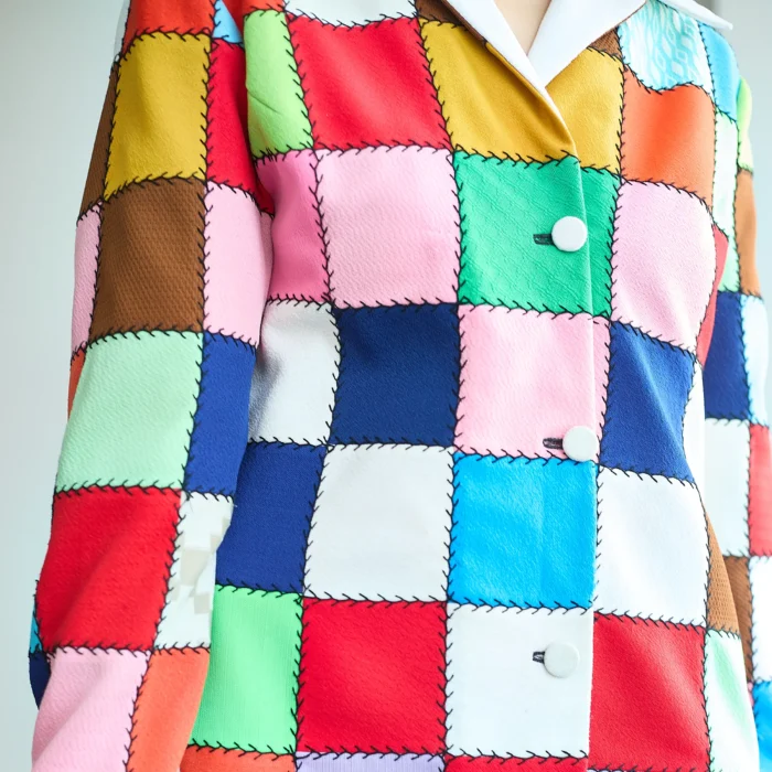 60s/70s Patchwork Button Up Tunic Shirt/Mini dress - Image 4