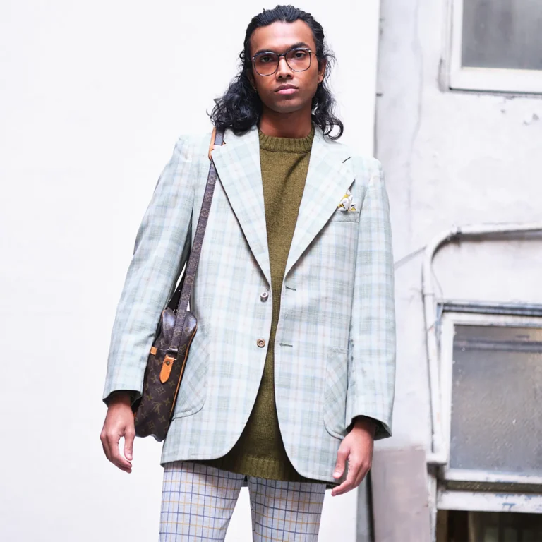 Late 1960s/early 1970s Robert Gohann Seafoam Green Plaid Blazer | Modern US M/L