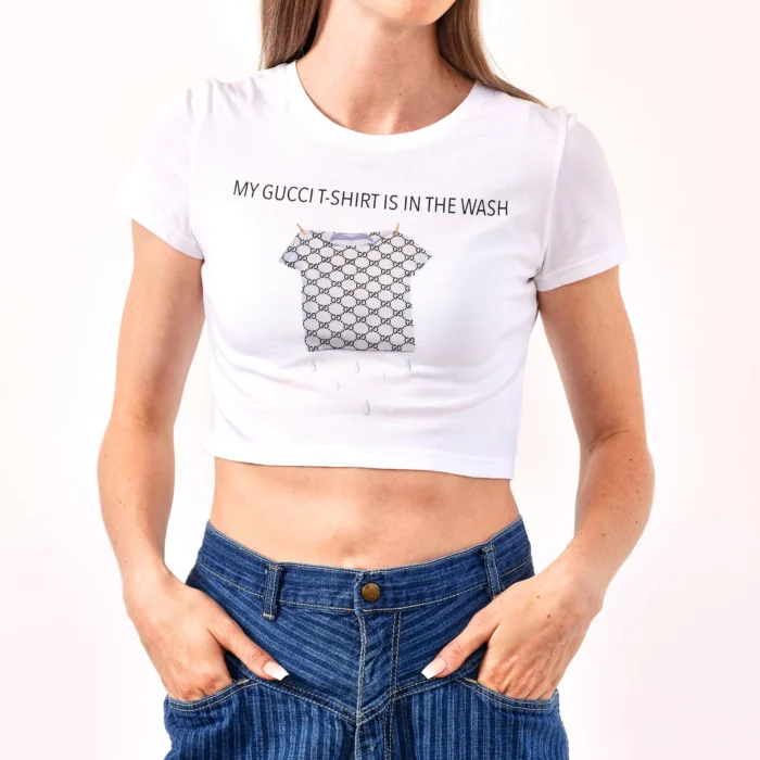 Laundry Day Excuses Drip Crop Top Women's Organic Cotton 90s Ringer Style T-Shirt - Image 2