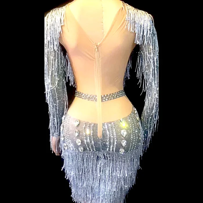 Crystal Tassel Glam Dress - Image 3