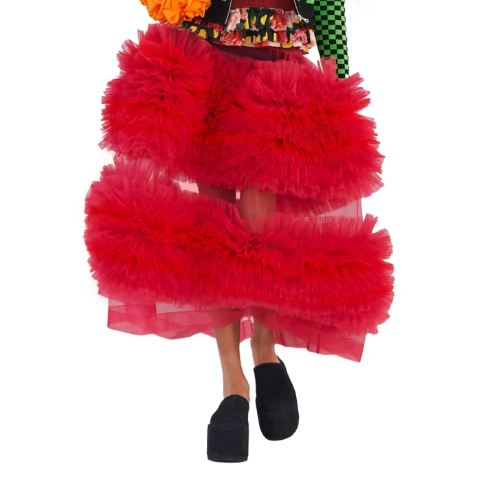 Red Canary Ruffles Tulle Puffy Skirt