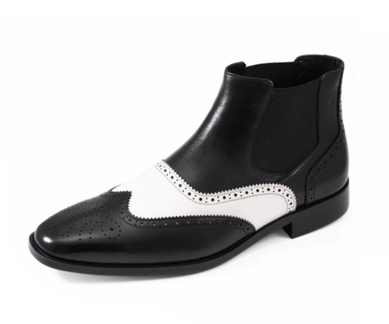 Asher Green AG2632 Black & White Leather Chelsea Boots — US 9.5