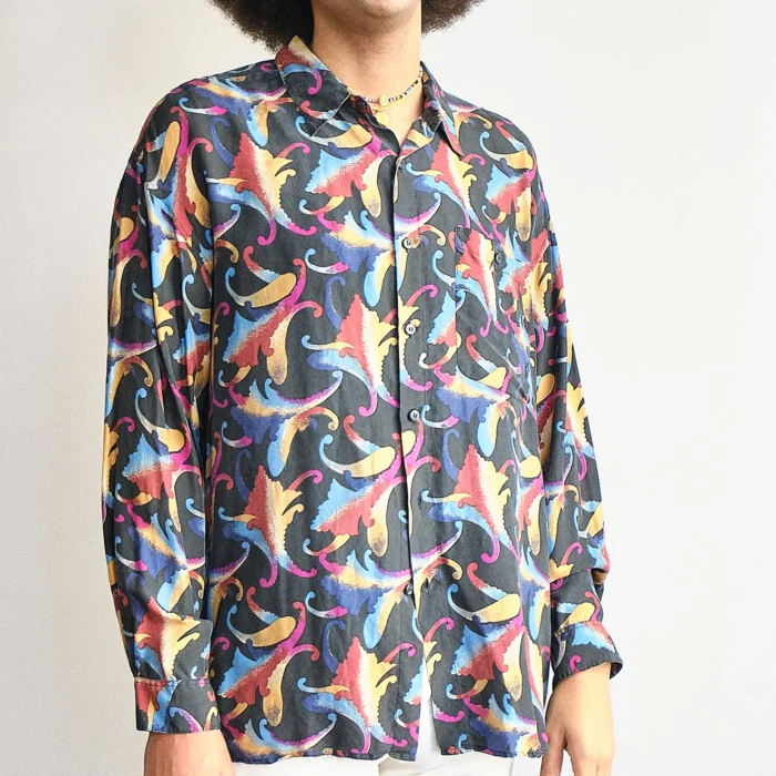 80s/90s ONE EIGHT 800 colorful silk button-up Shirt VIN80s1800BS - Image 4