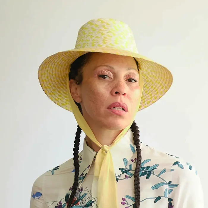 1950s Yellow Sun Hat with Bow - Image 2