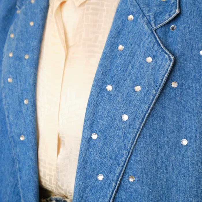 80s/90s IAG Crystal studded Denim Blazer - Image 3