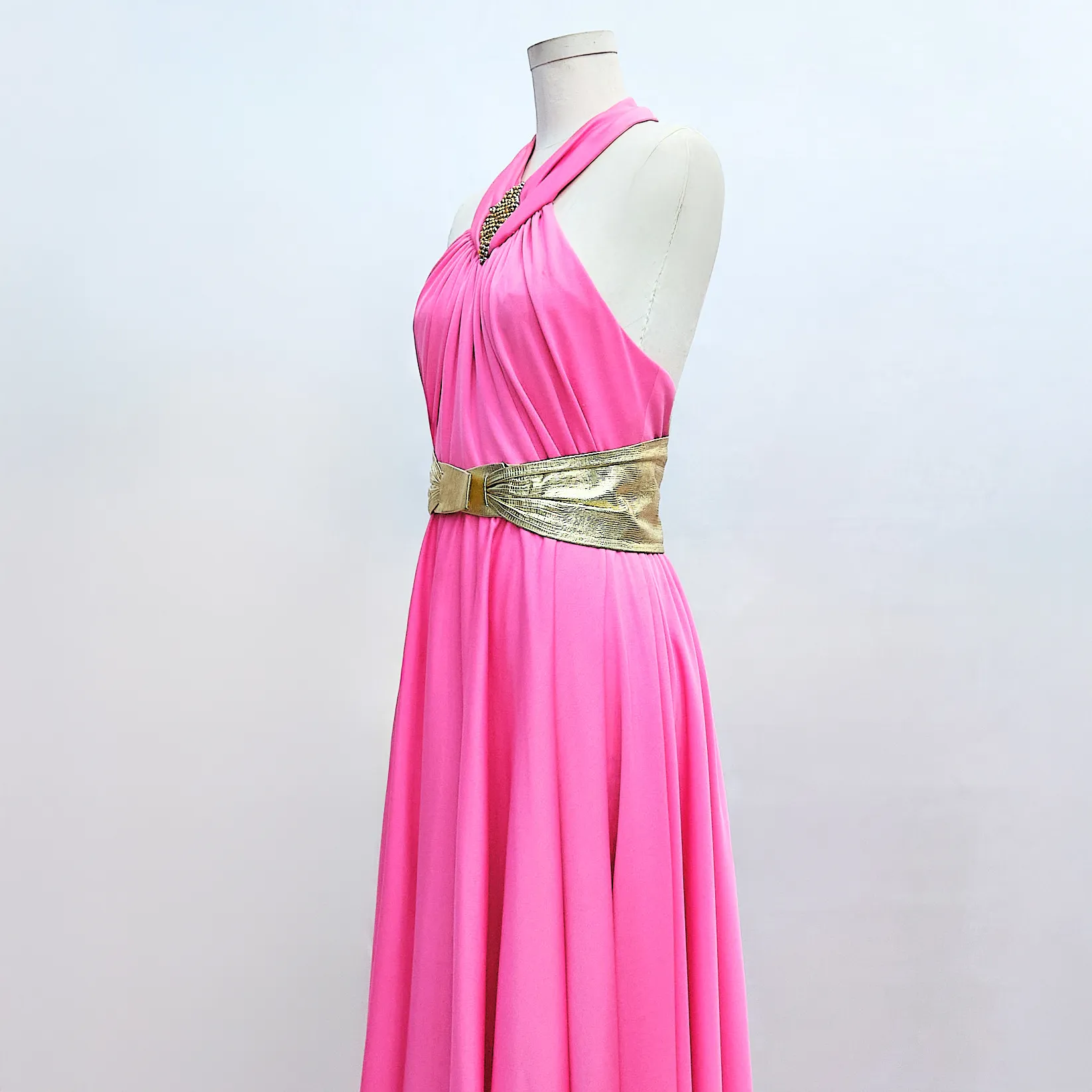 Late 1970s–Early 1980s Anne Klein for Calderon Gold Leather Wide Waist Belt – Saks Fifth Avenue Exclusive (Size 0/2, 24") - Image 4