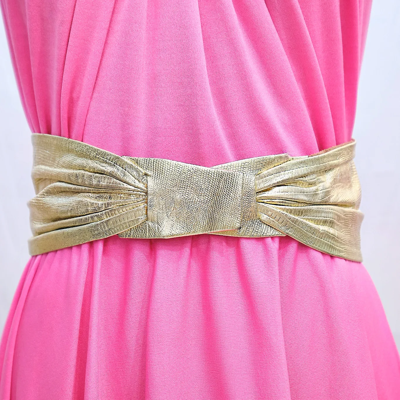 Late 1970s–Early 1980s Anne Klein for Calderon Gold Leather Wide Waist Belt – Saks Fifth Avenue Exclusive (Size 0/2, 24") - Image 6