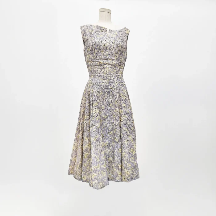 slim fit dress slacks Pauline Trigere Lavender Metallic Long Sleeve Evening Dress main image 1