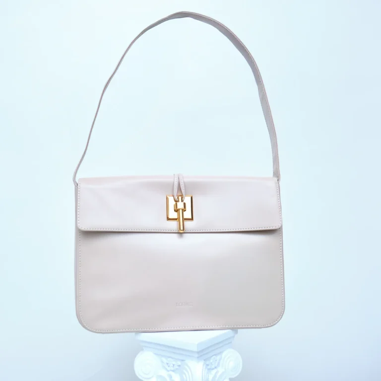 90s Loewe Minimalist Lamb Leather Shoulder Bag with Gold Hardware