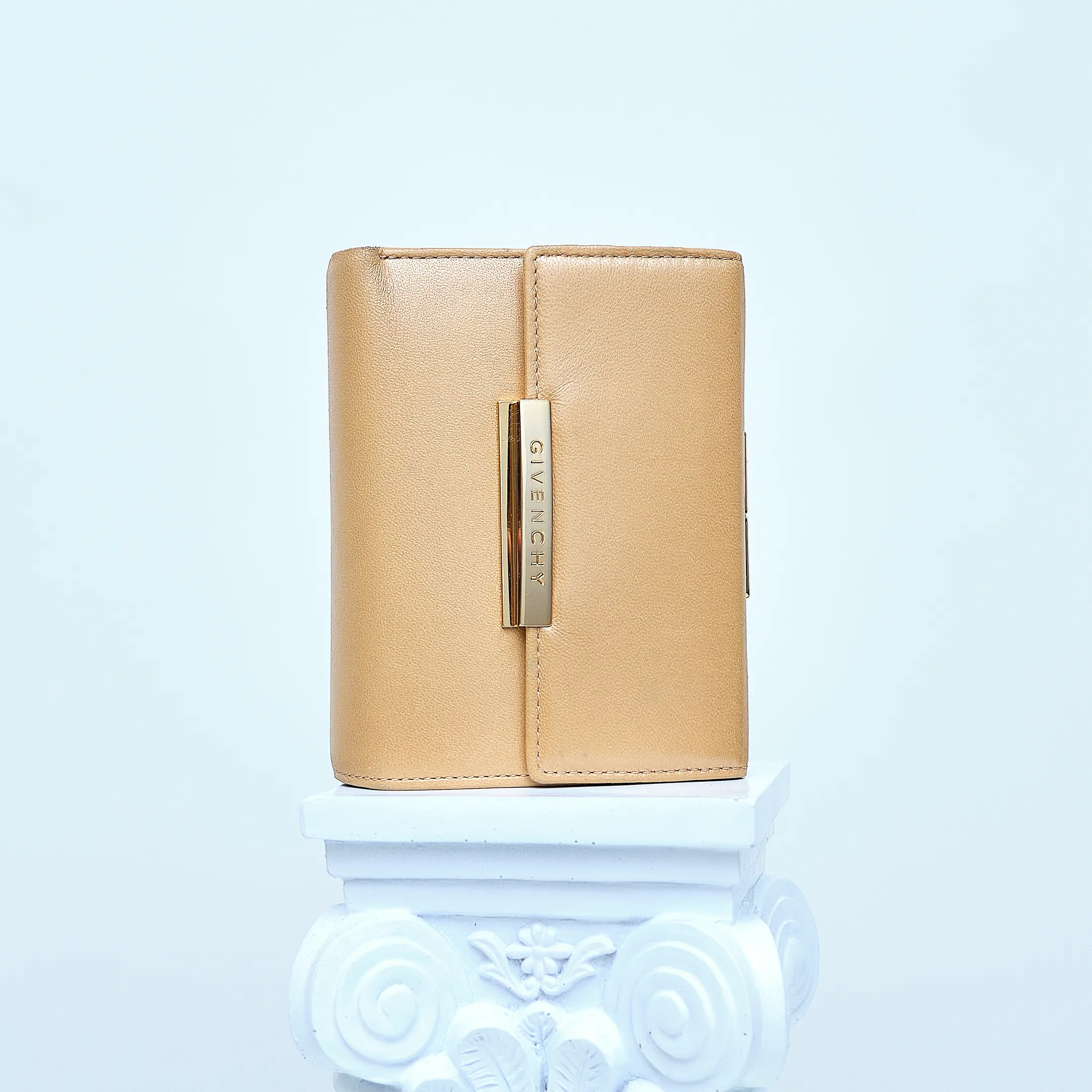 90s Givenchy Gold Pearlescent Lamb Leather Wallet