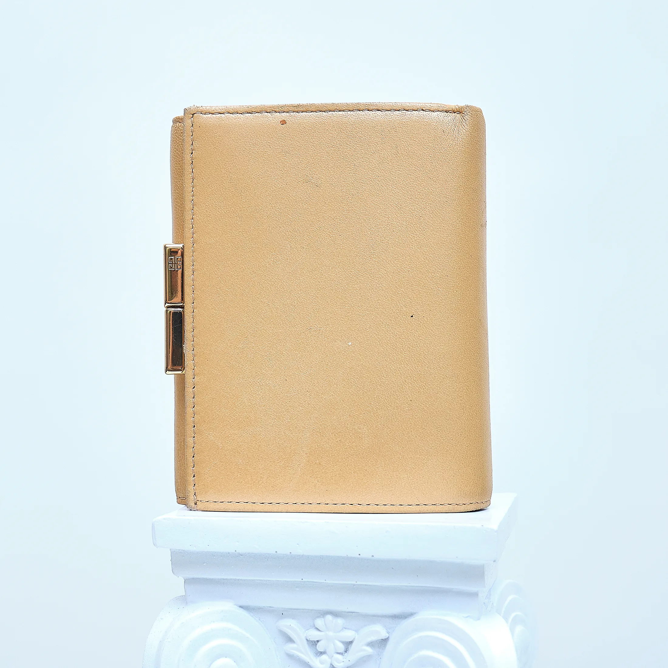 90s Givenchy Gold Pearlescent Lamb Leather Wallet - Image 4
