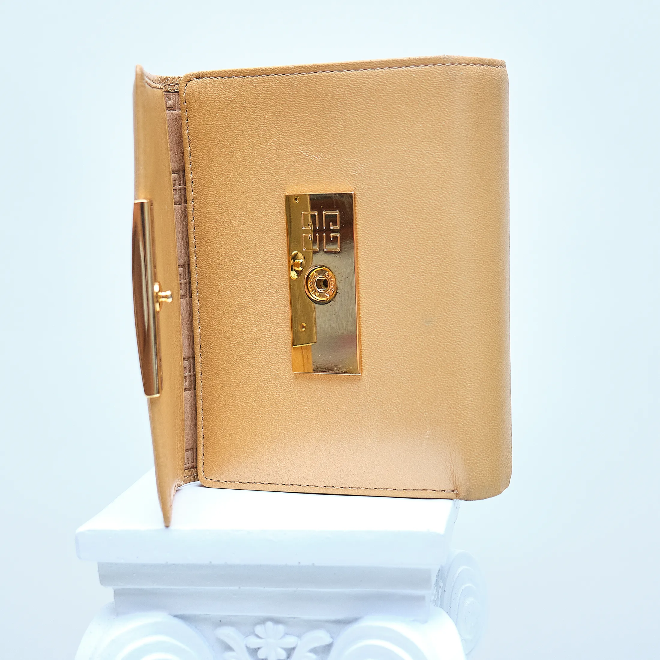 90s Givenchy Gold Pearlescent Lamb Leather Wallet - Image 8