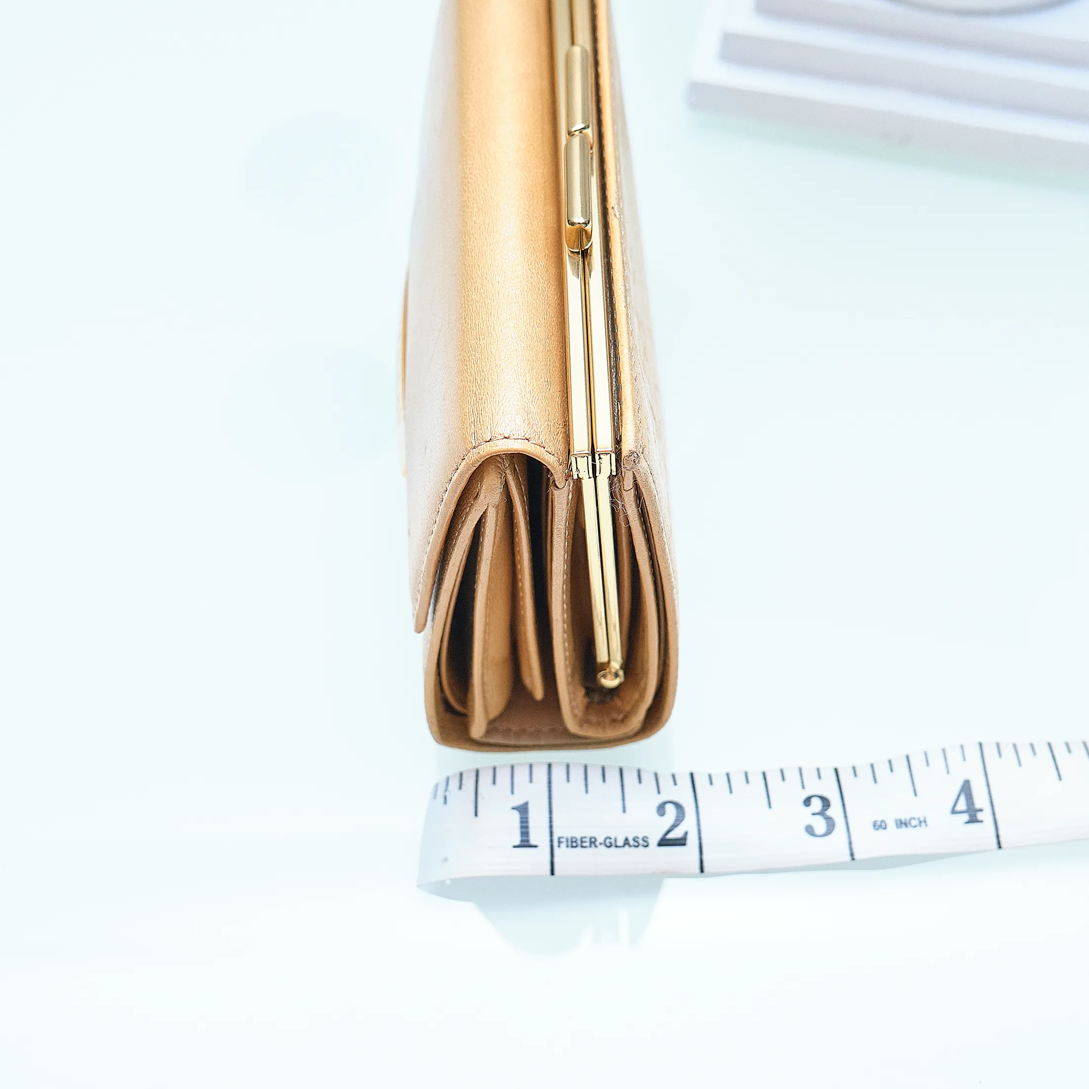 90s Givenchy Gold Pearlescent Lamb Leather Wallet - Image 5