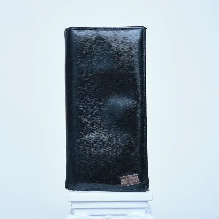 1990s Dolce & Gabbana Black High Gloss Leather Checkbook Wallet