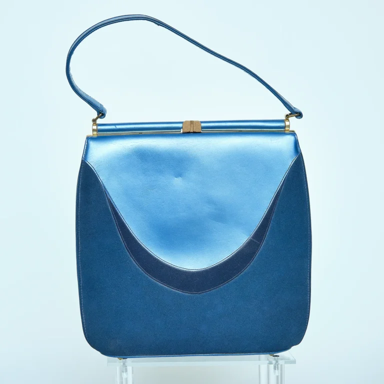 1960s Leon Leather & Suede Structured Satchel with Original Mirror
