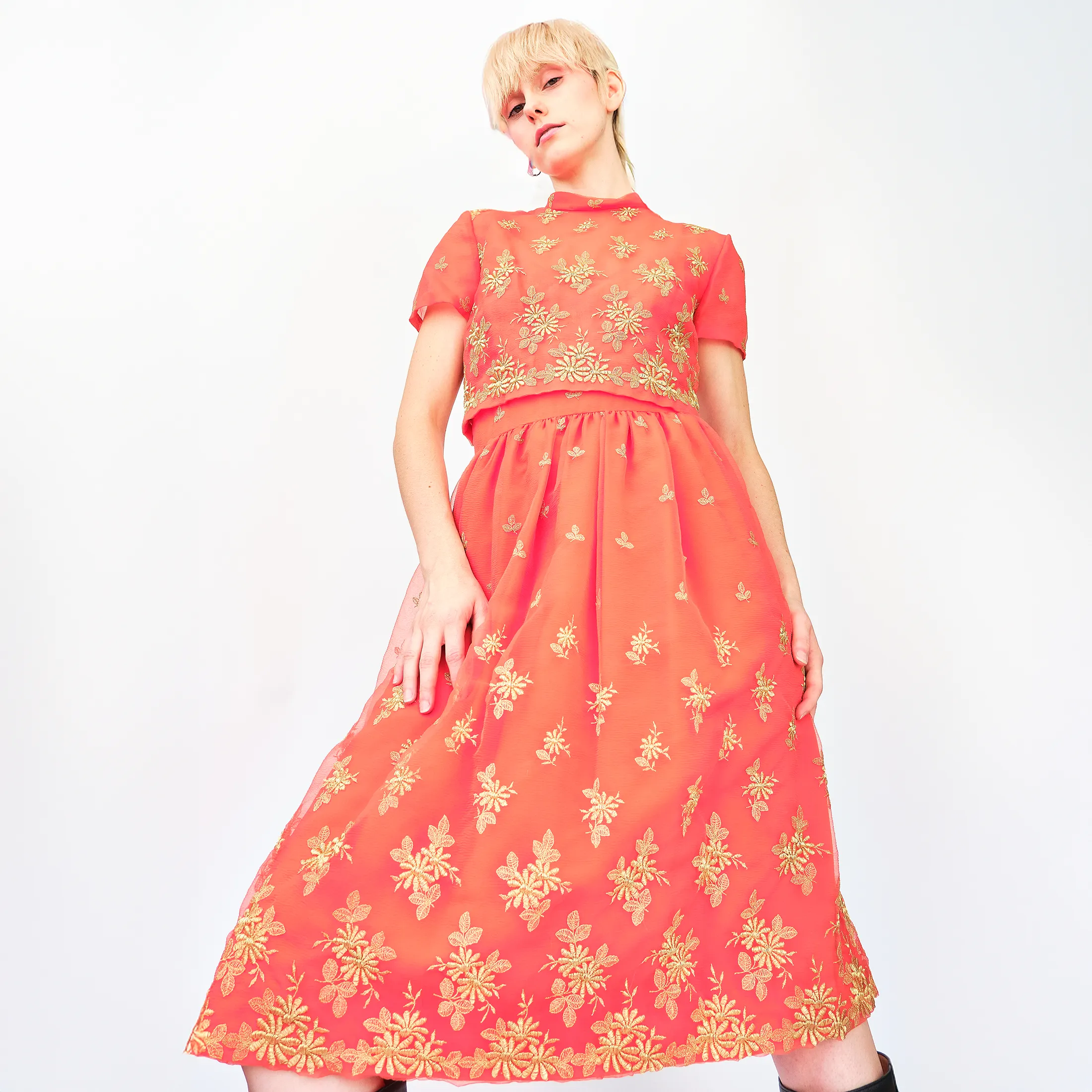 1960s Harmay New York Embroidered Silk Organza 2-Piece Set – Size 0/2 - Image 11