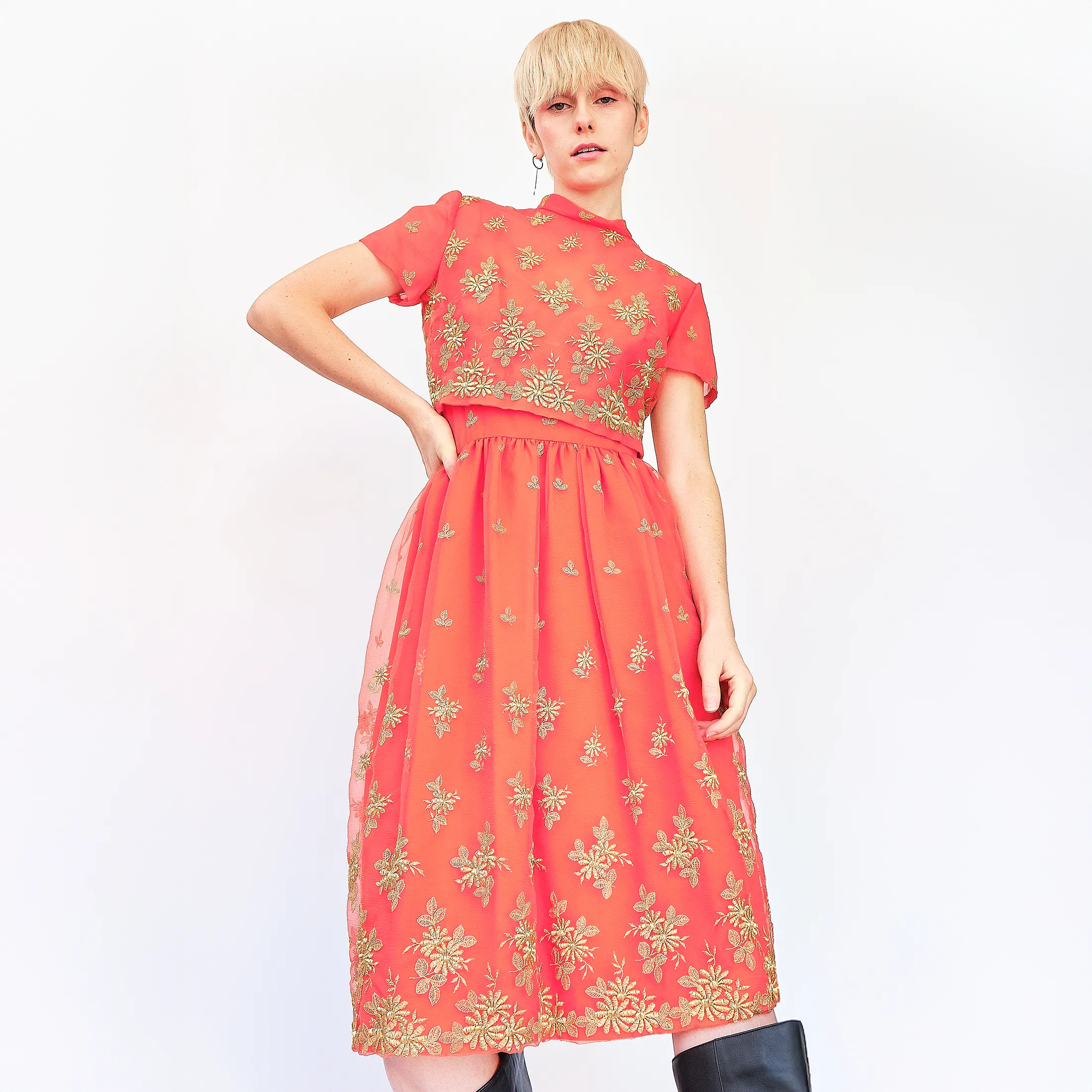 1960s Harmay New York Embroidered Silk Organza 2-Piece Set – Size 0/2 - Image 10