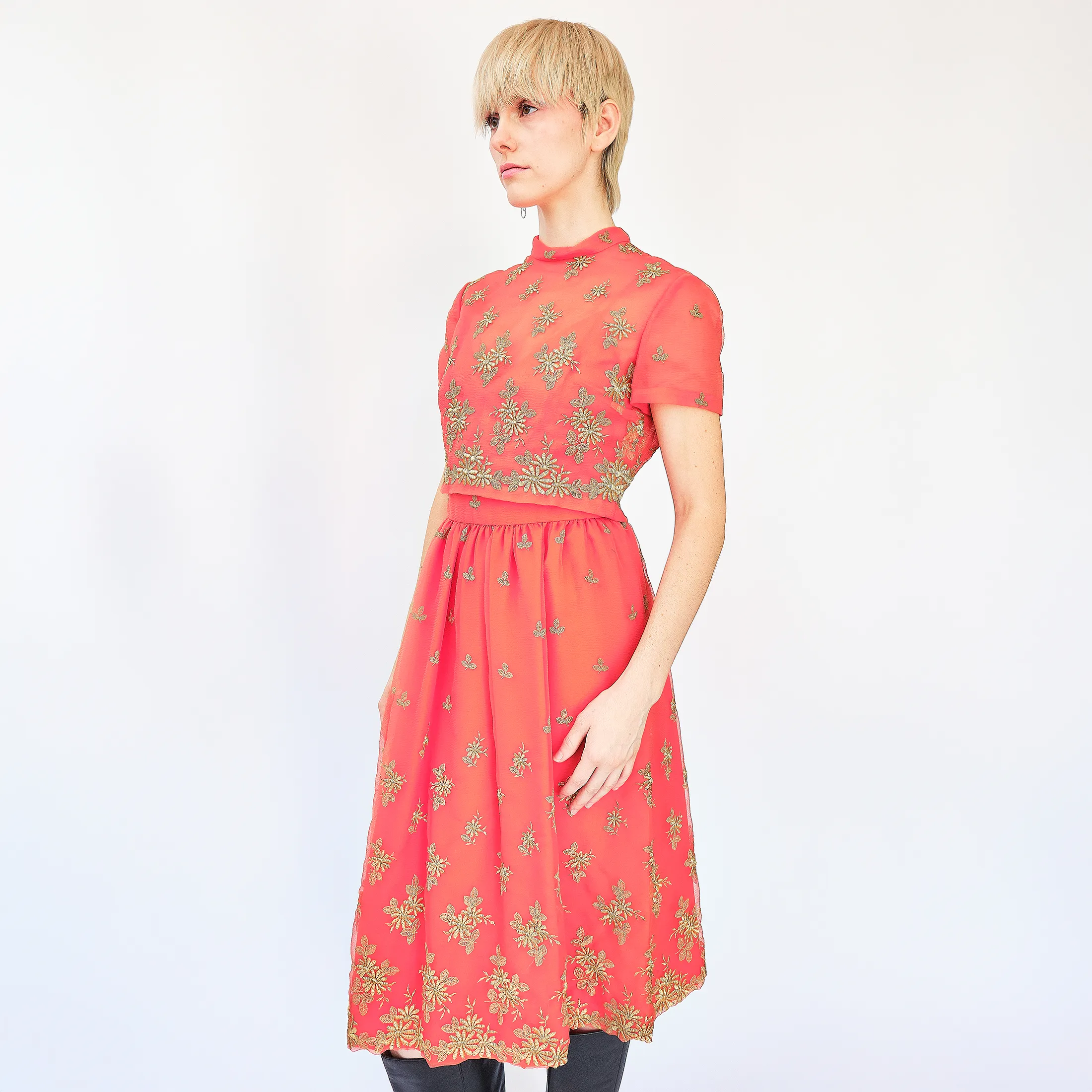 1960s Harmay New York Embroidered Silk Organza 2-Piece Set – Size 0/2 - Image 7