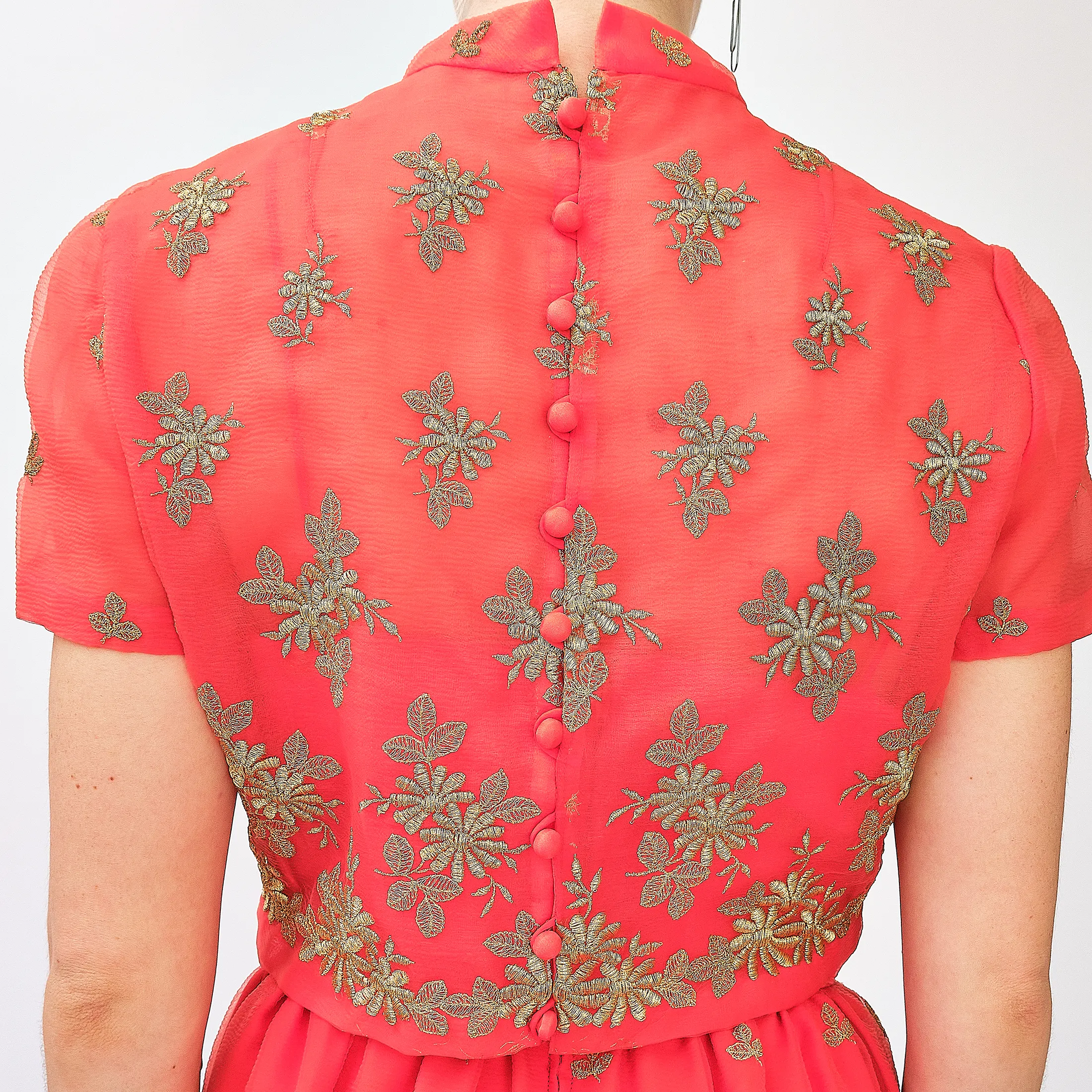 1960s Harmay New York Embroidered Silk Organza 2-Piece Set – Size 0/2 - Image 5