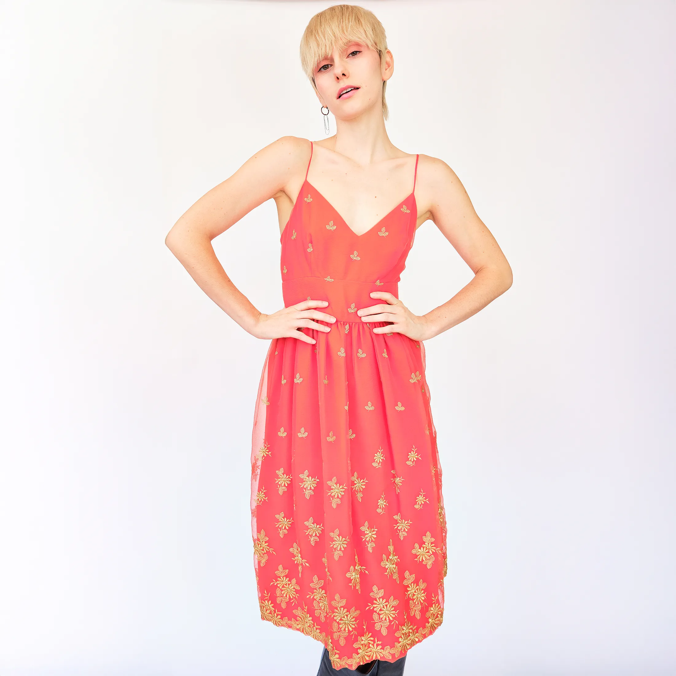 1960s Harmay New York Embroidered Silk Organza 2-Piece Set – Size 0/2 - Image 3