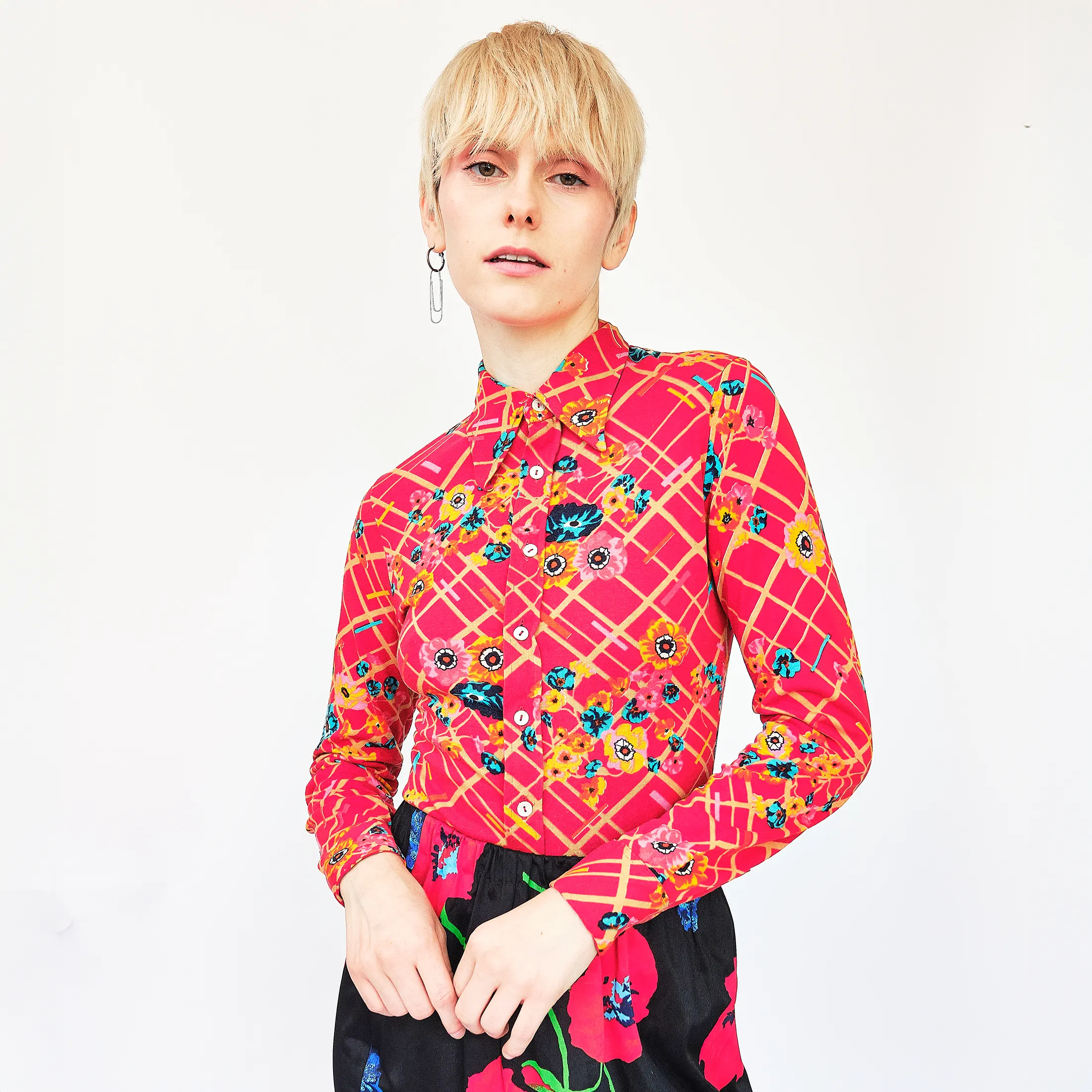 1970s/80s Saks Fifth Avenue Poppy Print Nylon Maxi Skirt – Size 2/4 - Image 10